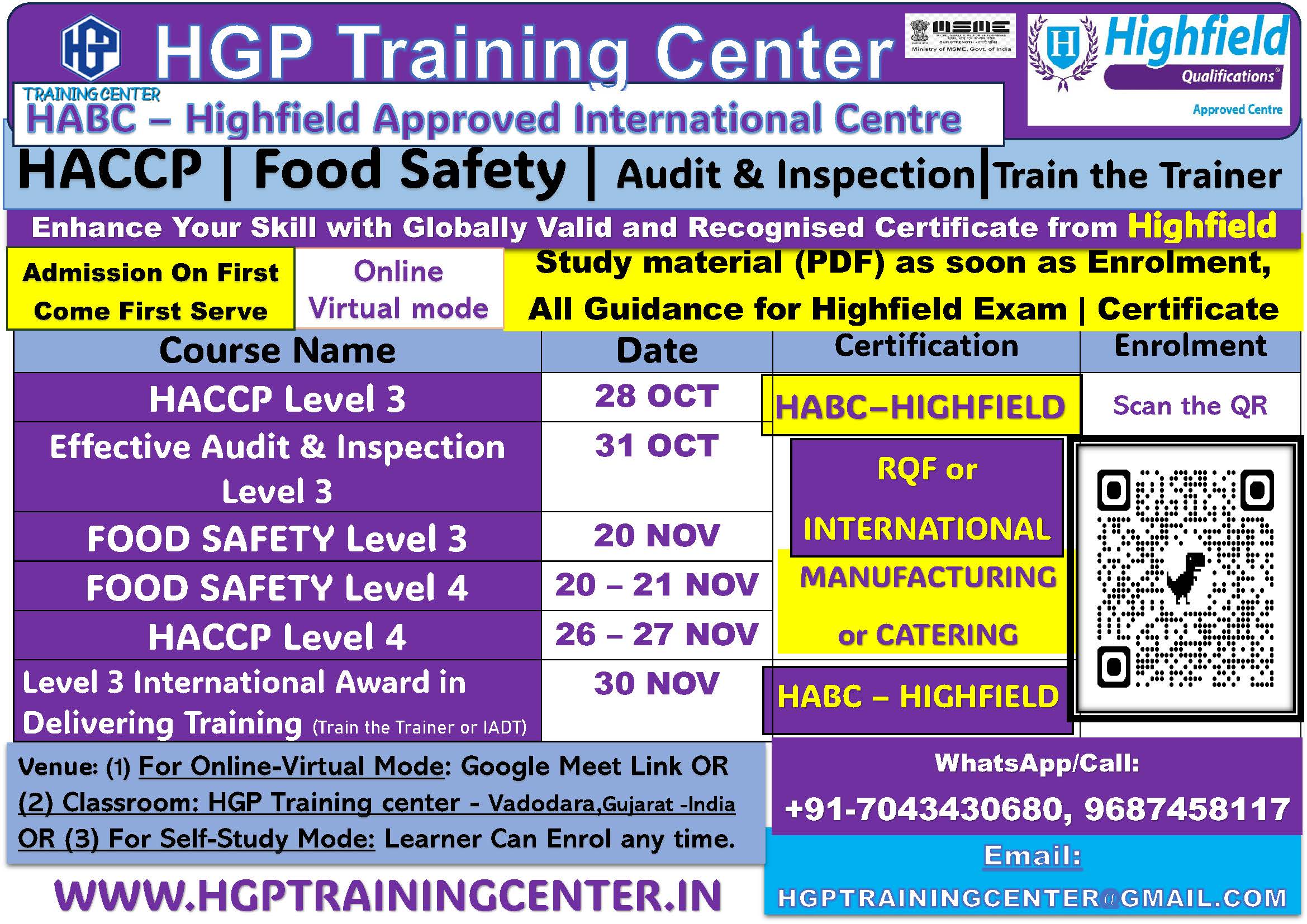 Highfield Training Calendar-2026