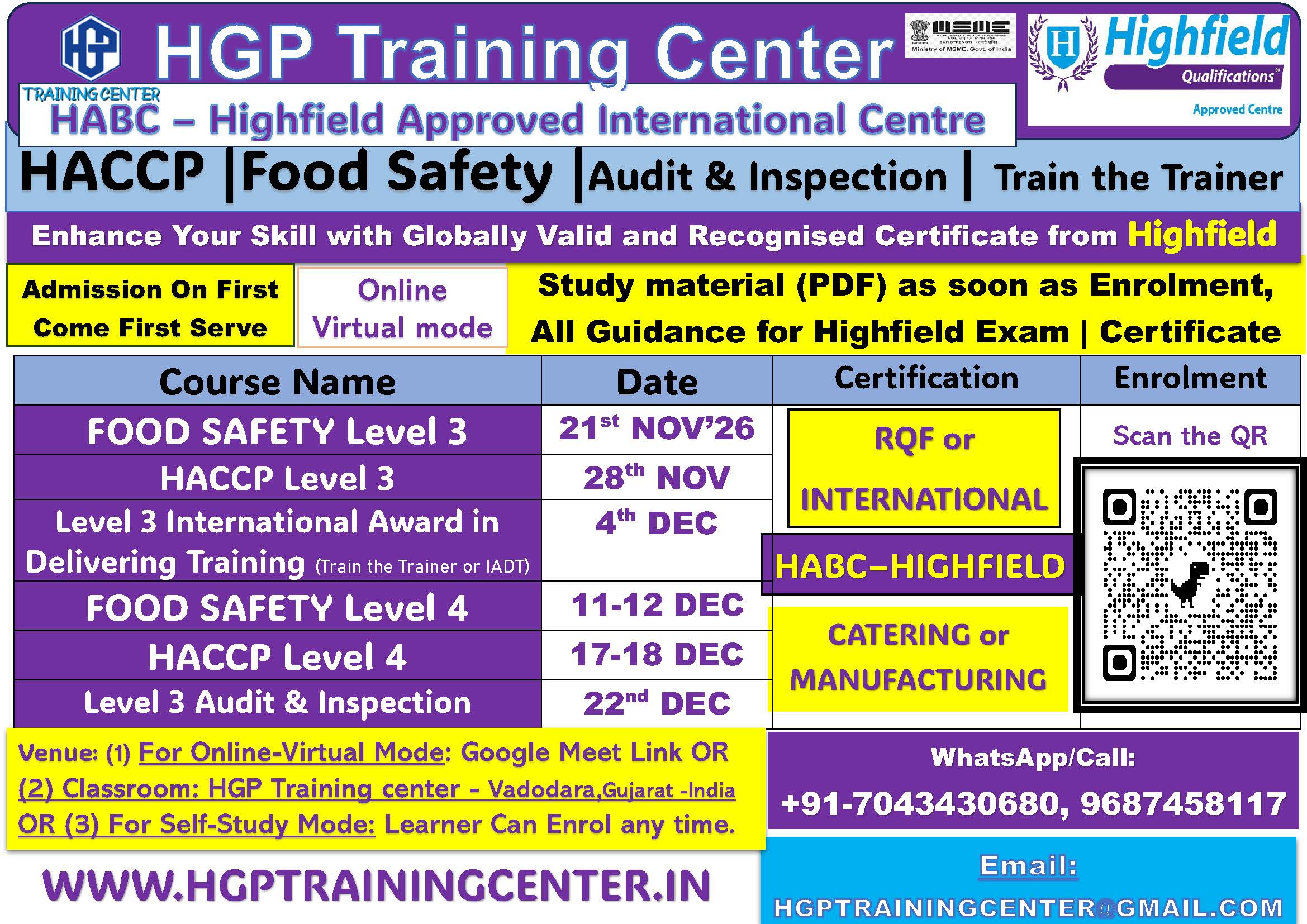 Highfield Training Calendar-2026