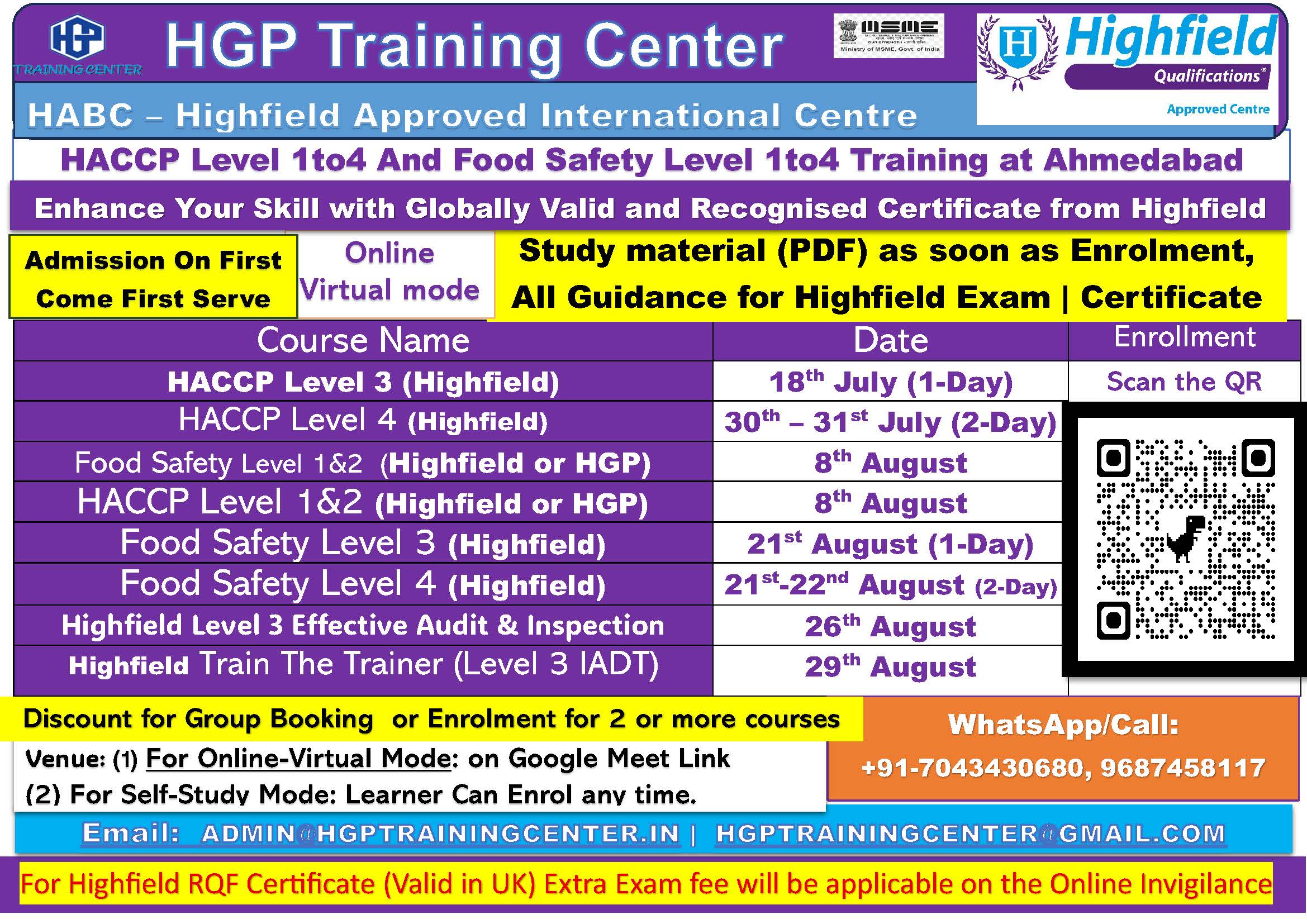 Highfield Training Calendar-2026