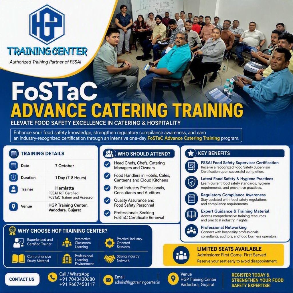 FoSTaC Advanced Catering Training – 7th October 2026 at Vadodara-Gujarat